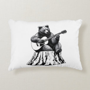 Ours Jouer Guitare Rectangle Accent Coussin