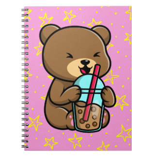 Ours Kawaii avec Carnet à thé Boba