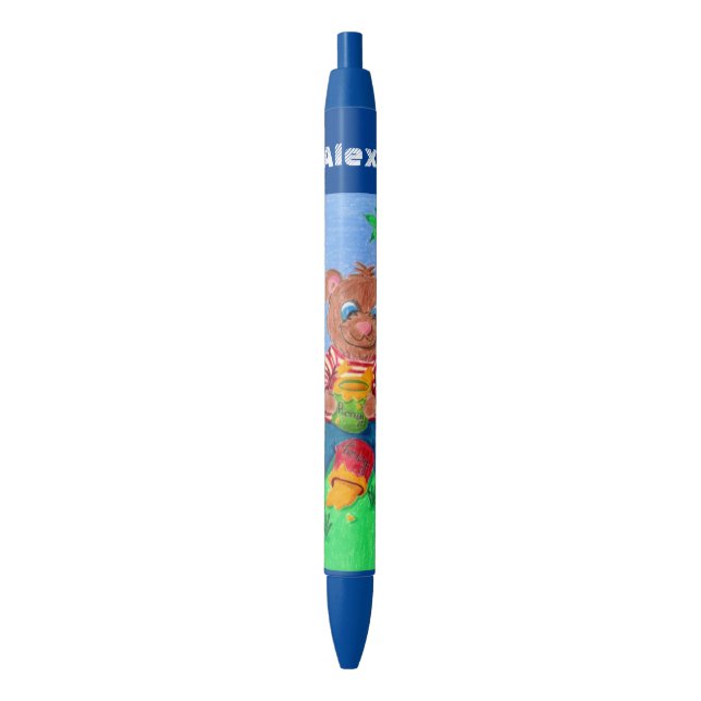 Ours mangeant le stylo bleu personnalisé par (devant Vertical)