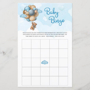 Ours mignon bleu brun ballons garçon bébé bingo