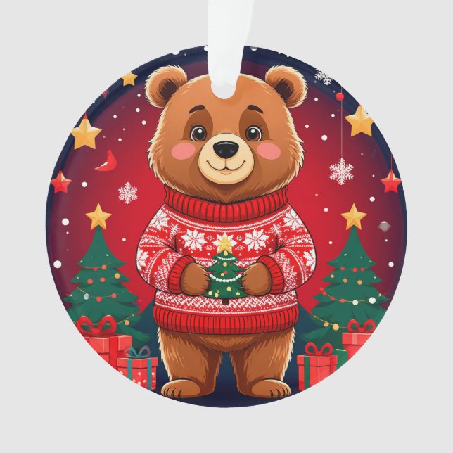 Ours mignon en pull de Noël (devant)