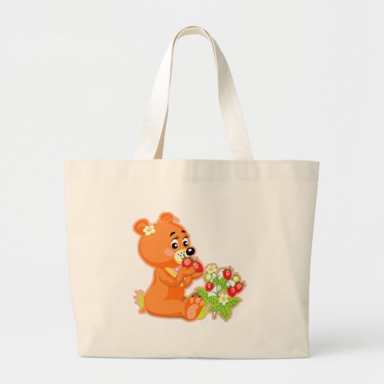 ours mignon mangeant des fraises grand tote bag