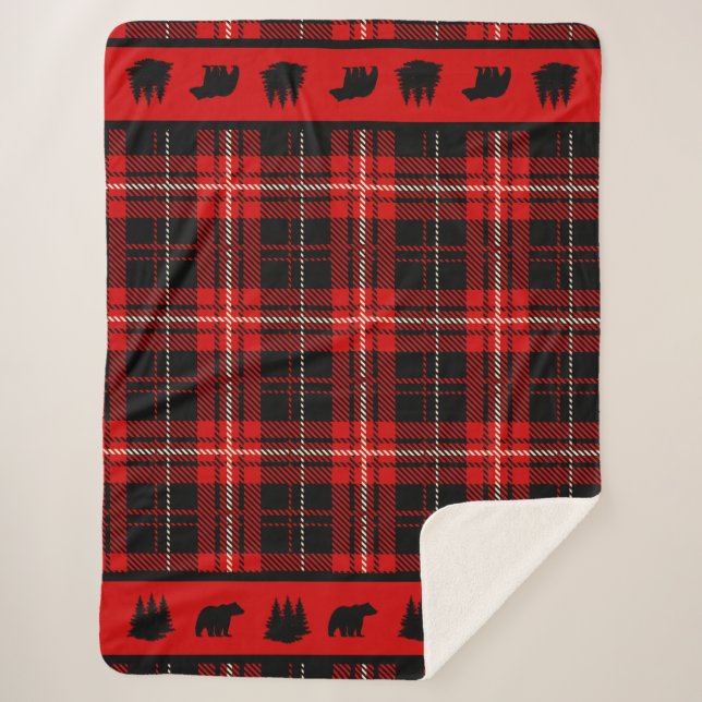 Ours noir cabine rouge Plaid (Devant)