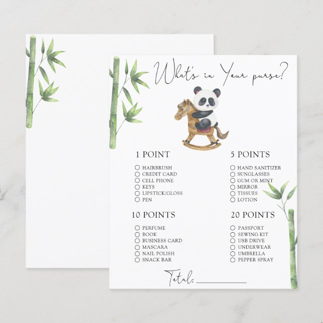 Ours Panda - Qu'est-ce que tu as dans ton sac jeu (Devant / Derrière)