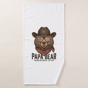 Ours Papa Cowboy Ours Patriote Vintage Vector Des