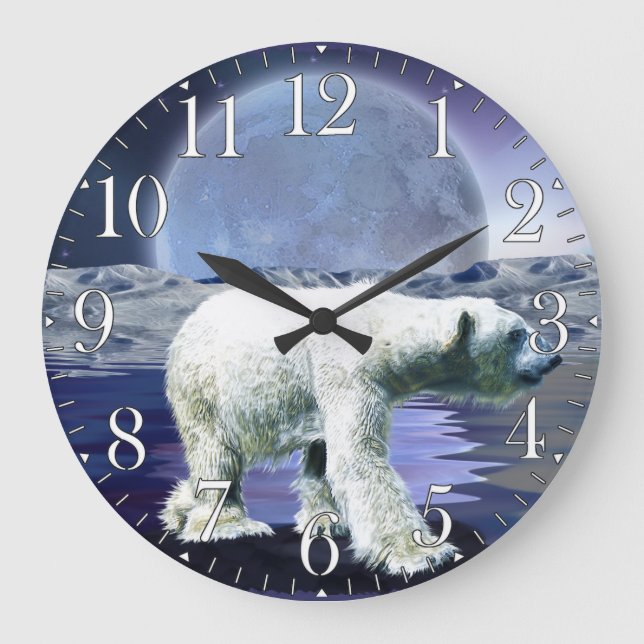 Ours polaire arctique et horloge artistique Aurora (Recto)
