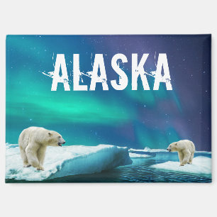 Ours polaire aurore boréale Alaska Magnet