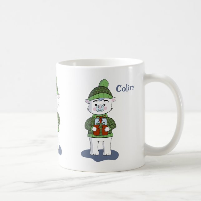 Ours polaire avec cadeau de vacances Mug (Droite)