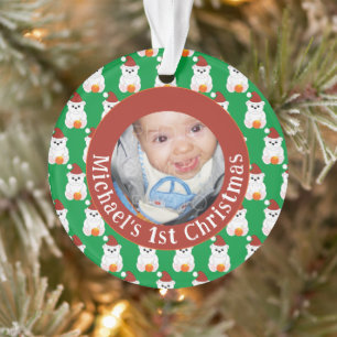 Ours polaire bébé 1er Noël Personnaliser photo tex