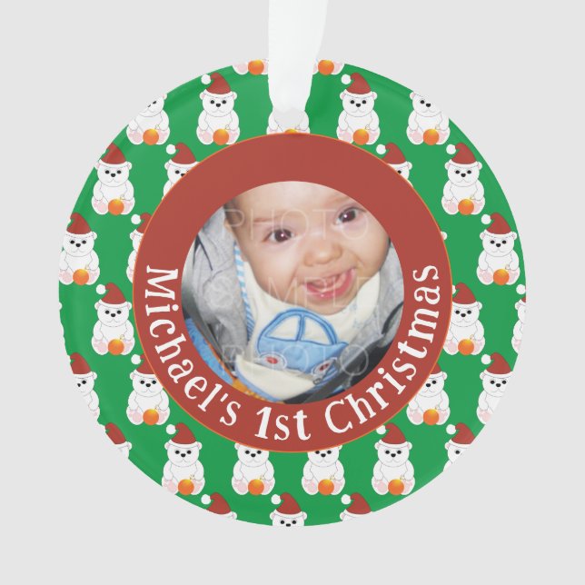 Ours polaire bébé 1er Noël Personnaliser photo tex (devant)