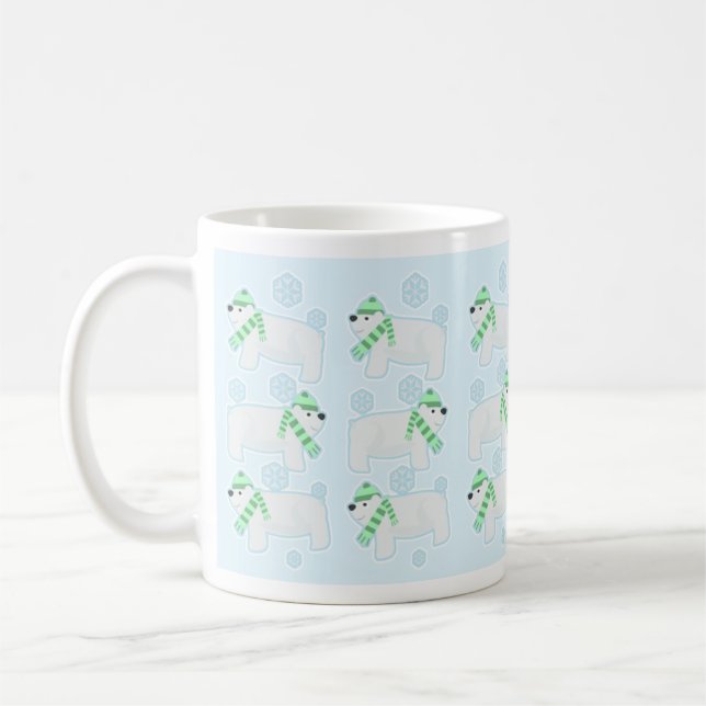 Ours Polaire Cartoon Écarf Trio Cute Art Café Mug (Gauche)