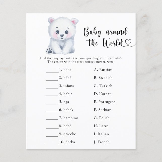 Ours polaire d'hiver - Bébé autour du monde jeu (Devant)