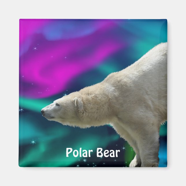 Ours polaire et Aurora Arctic Wildlife Art Magnet (Devant)