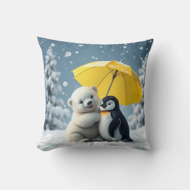 Ours polaire et coussin Coussin de pingouin (Recto)