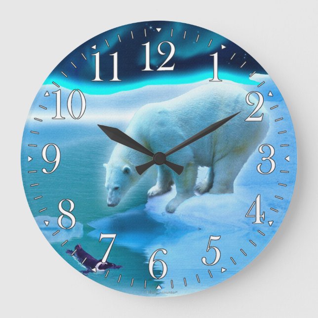 Ours polaire et manchot arctique Aurora Horloge d' (Recto)