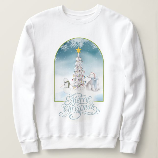 Ours polaire et Sweatshirt de Noël Snowman (Design devant)