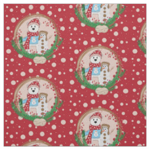 Ours polaire et tissu motif de Noël de bonhomme de