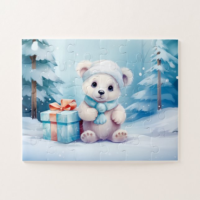 Ours polaire Festif Noël Enfants Jigsaw Puzzle (Horizontal)
