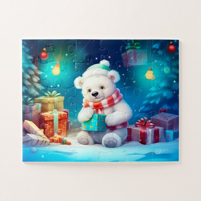 Ours polaire Festif Noël Enfants Jigsaw Puzzle (Horizontal)