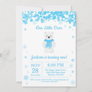Ours polaire hiver Boy Anniversaire Invitation