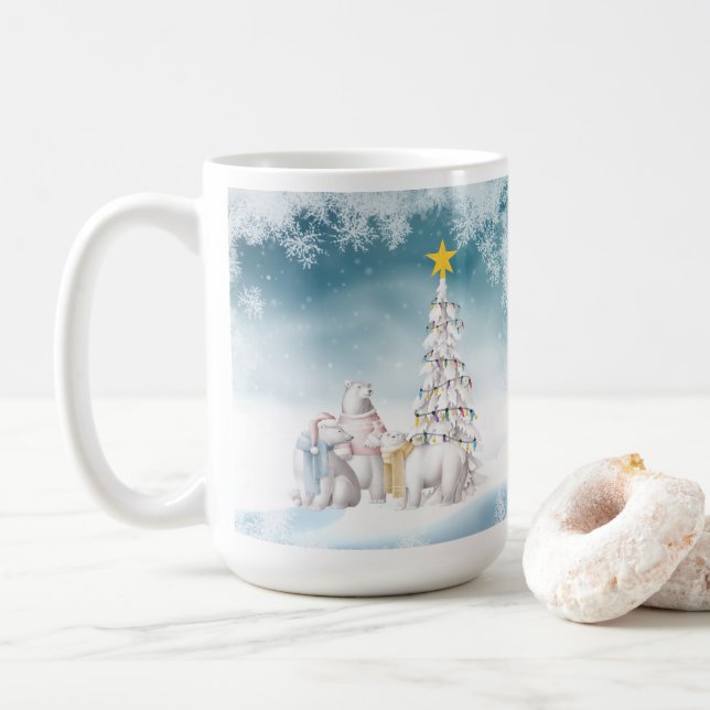 Ours polaire Joyeux café de Noël Mug (Avec donut)