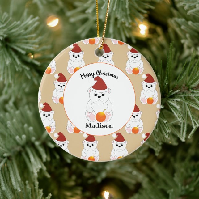 Ours polaire motif ornement de Noël Personnaliser (Arbre)
