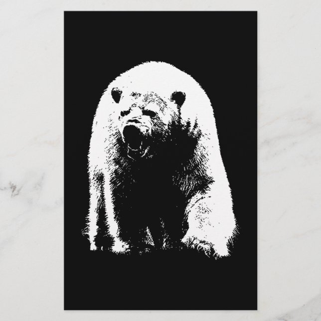 Ours polaire noir et blanc Pop Art (Devant)