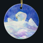 Ours polaire ornement de Noël<br><div class="desc">Un délicieux aquarelle représentant un ours polaire au-dessus d'un paysage glacé orne cet ornement de Noël. Vous voudrez peut-être le garder en dehors toute l'année !</div>