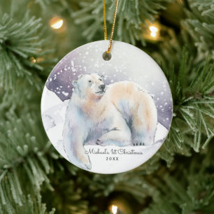 Ours polaire Ornement de Noël personnalisé