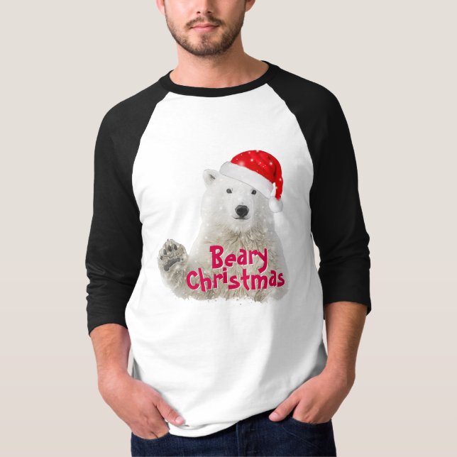 Ours polaire père Noël | T-shirt de Noël de Beary (Devant)