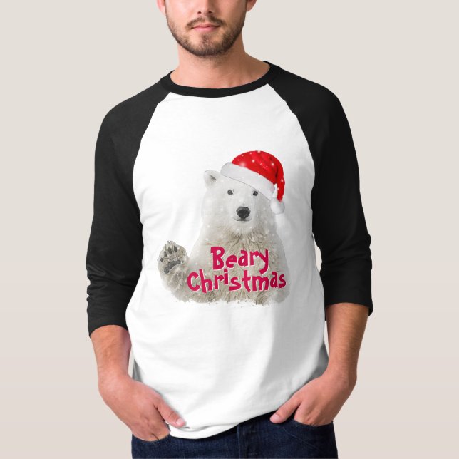 Ours polaire père Noël | T-shirt de Noël de Beary (Devant)