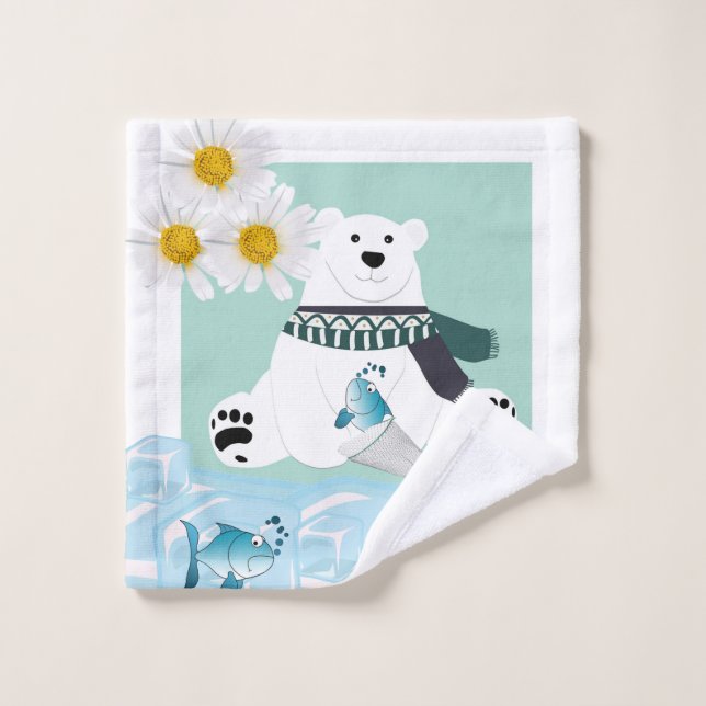Ours Polaire Poisson Souris Floral Serviettes De S (Gant de toilette)
