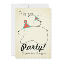 Ours Polaire & Puffin Invitation à la fête d'anniv