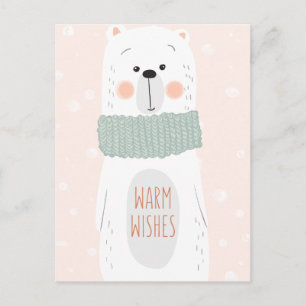 Ours polaire - Voeux chauds - Carte postale de Noë