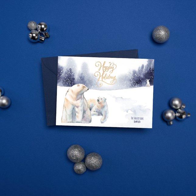 Ours polaires d'hiver Joyeuses vacances Photo (Créateur téléchargé)