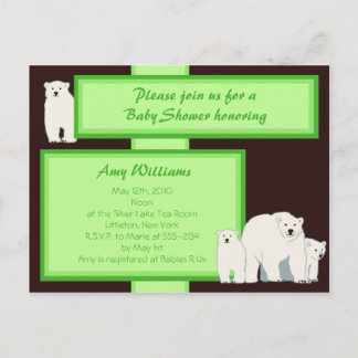 Ours Polar Vert Carte postale Douche Invitation
