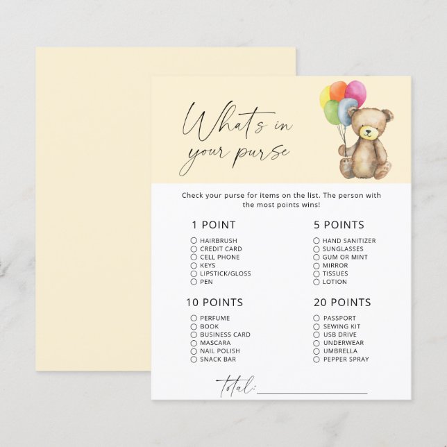 Ours - Qu'y a-t-il dans votre sac à main (Devant / Derrière)