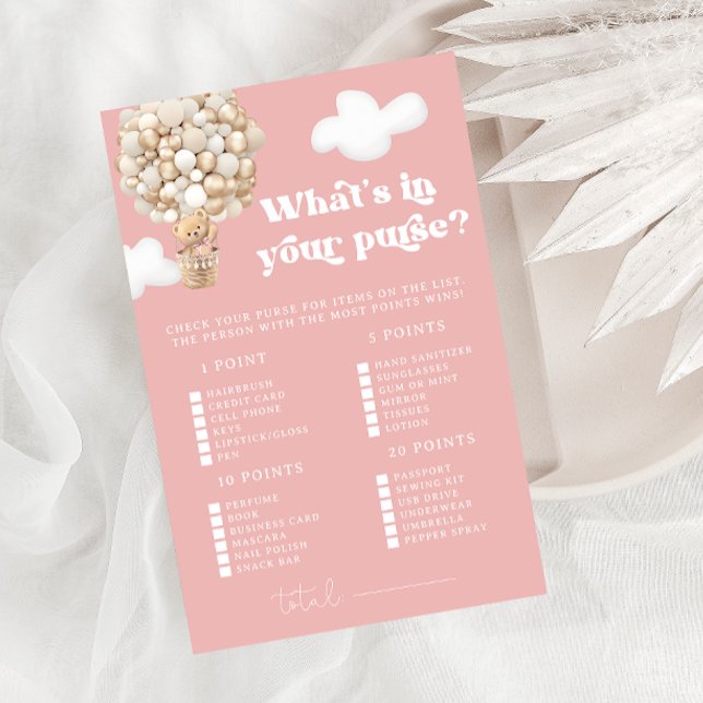 Ours rose Whats dans votre sac Baby shower jeu (Créateur téléchargé)