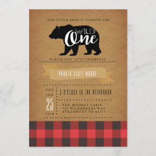 Ours sauvage   Premier Invitation de fête d'annive