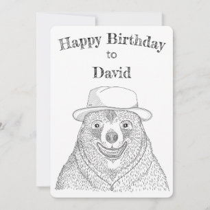 Ours souriant / Carte d'anniversaire personnalisée
