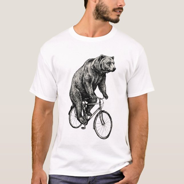 Ours sur T-shirt de vélo : coupe unisexe sérigraph (Devant)