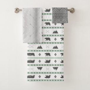 Ours Tribal mignon vert et gris