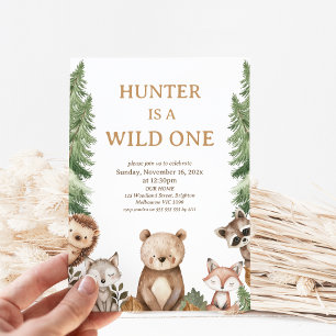 Ours Woodland Wild Un 1er anniversaire Invitation