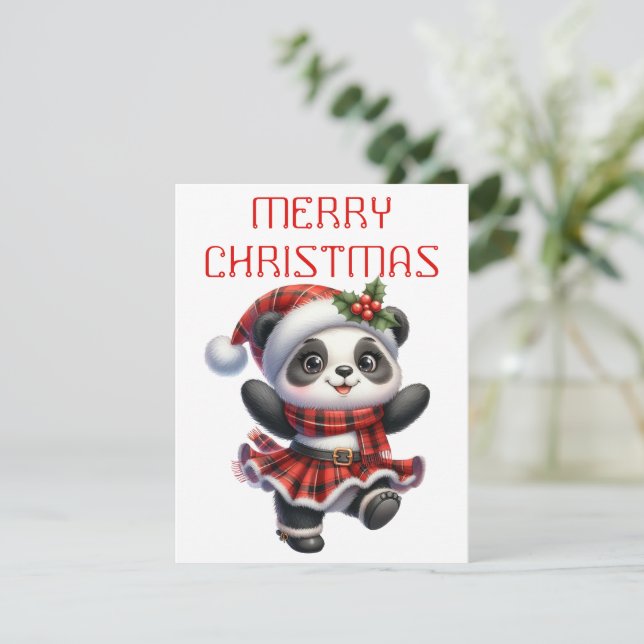 Ourson Panda Danseur - Carte de Noël (Debout devant)