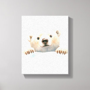 Ourson polaire dans la neige toile d'art de nurser
