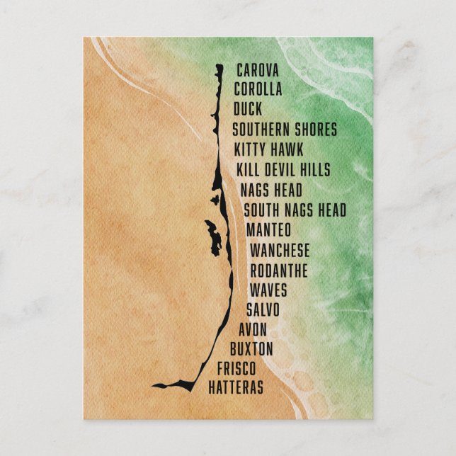Outer Banks Towns Carte postale avec OBX Towns & M (Devant)