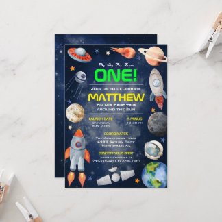 Outer Space First Birthday Invitation