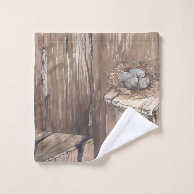 Outhouse Bird Nest w/Eggs Color Designed Washcloth (Gant de toilette)