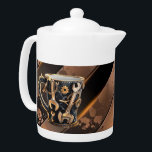 Outil en cuivre et noir spectaculaire Porcelain Te<br><div class="desc">Outil en cuivre et noir dramatique Musique Porcelaine Teapot</div>