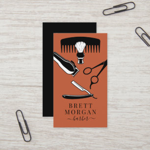 Outils de barbier Carte de visite orange noir